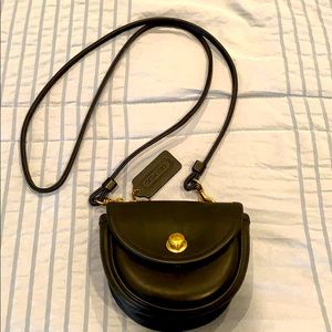 Coach vintage black leather micro bag.